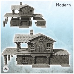 Grande maison moderne avec garage pour véhicule et étage à balcon (9)