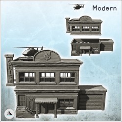 Station de police avec garage pour véhicule et hélicoptère sur toit (10)