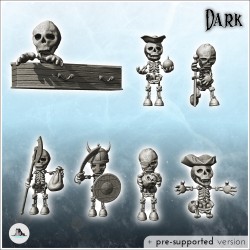Set de petits personnages squelettiques pirates (1)