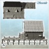 Wooden pontoon with multi-storey building, crane and awning (4)