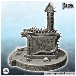 Trône maléfique avec plateforme en pierre sculpté et têtes de dragons (7)