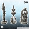 Set of three evil totems with skeleton and bones (9)