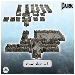 Large modular set of cave galleries for dungeon with evil accessories (1)