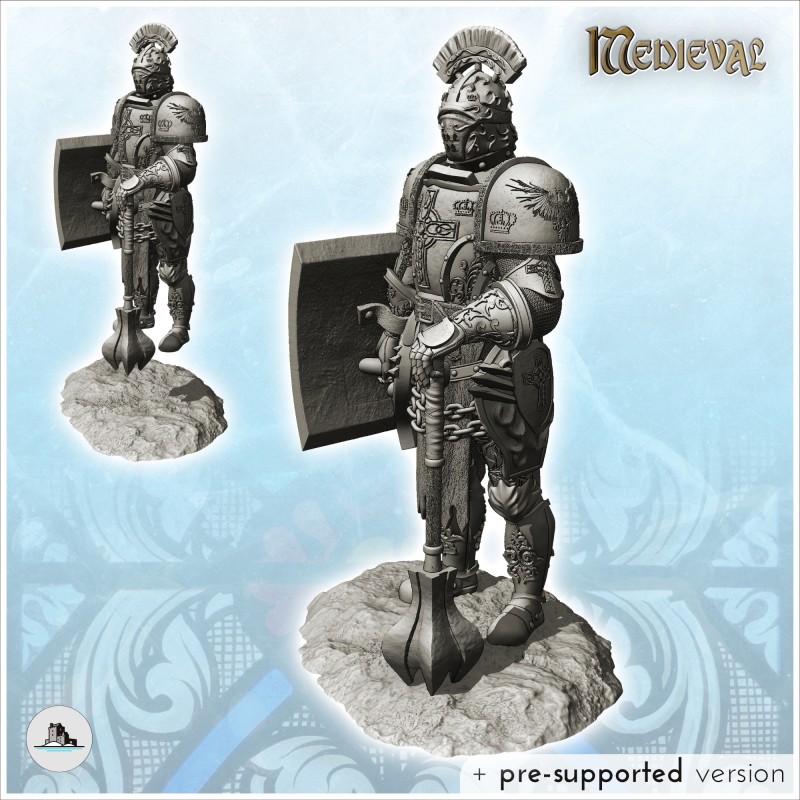 Elite infantryman with heavy armor, metal shield and mace (29)