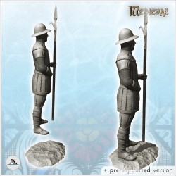 Medieval warrior in plain armor with spear (32)