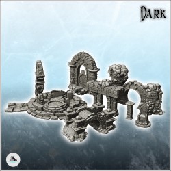 Set of stone decorations for dungeon with bridge, throne, totem and arch (15)