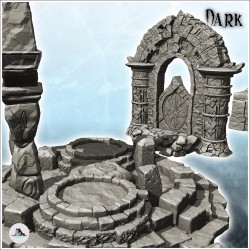 Set of stone decorations for dungeon with bridge, throne, totem and arch (15)