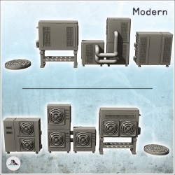 Set d'accessoires extérieurs modernes de bâtiments avec climatiseur (2)