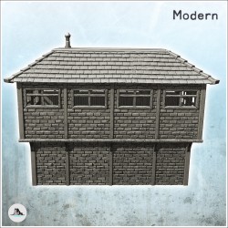 Bâtiment en brique rectangulaire à étage avec toit en ardoises et poutres en bois (17)