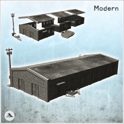 Grand entrepôt moderne en brique de plain-pied avec échelle d'accès et accessoires extérieurs (18)