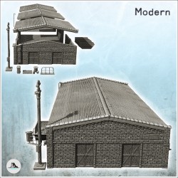 Grand entrepôt moderne en brique de plain-pied avec échelle d'accès et accessoires extérieurs (18)