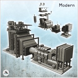 Large modern industrial metallurgical furnace with tanks and drain pipes (20)