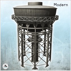 Tour industrielle avec cuve au sommet et structure métallique (21)