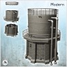 Round metal tank with pipes, access stairs and base platform in bricks (22)