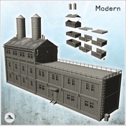 Grande usine de production industrielle moderne en brique avec toit plat à double cuves sur toit (23)