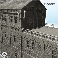 Grande usine de production industrielle moderne en brique avec toit plat à double cuves sur toit (23)