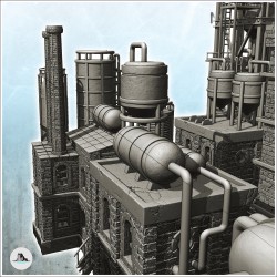 Large modular set of modern industrial equipment with chimney, tanks and brick warehouses (29)