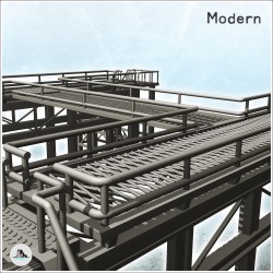 Grande plate-forme industrielle en métal moderne avec multiples escaliers (33)