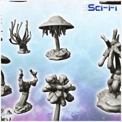 Set of alien plants with flowers (3)