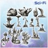 Set of alien mushroom plants (6)