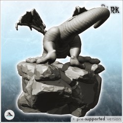 Young winged dragon sitting on rock (26)