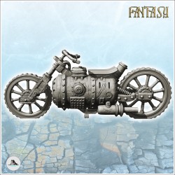 Moto steampunk avec guidon courbé et grand moteur central (5)