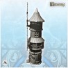 Grand moulin médiévale en forme de tour avec base en pierres apparentes (5)