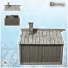 Entrepôt médiéval en bois avec toit en ardoises et cheminée (6)
