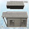 Medieval wooden armory with tiled roof and large entrance canopy (12)