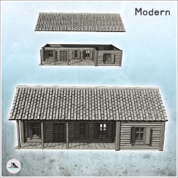Maison traditionnelle en bois avec grand auvent d'entrée et toit en tuiles (15)