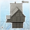 Large medieval residence with entrance under awning and sculpted slate roof (19)