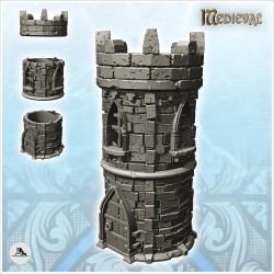 Medieval round stone tower with battlements and Gothic windows (20)