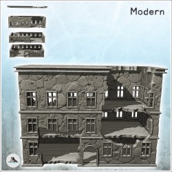 Immeuble moderne en ruine à deux étages et toit plat (5)