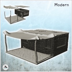 Prison post-apocalyptique à toit plat avec grand auvent en toile (8)