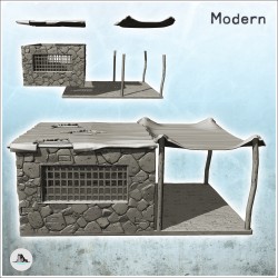 Prison post-apocalyptique à toit plat avec grand auvent en toile (8)