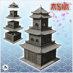 Oriental pagoda with multiple curved roofs and double terraces (4)