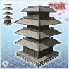 Large four-storey oriental pagoda with carved wooden platform (7)