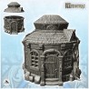 Round medieval house with double roof and tree barter (26)