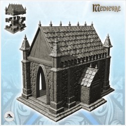 Gothic building with tiled roof and spikes (12)
