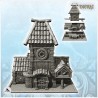 Medieval wooden building with everything and support column (19)