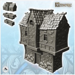 Maison médiévale avec poutres en bois avec grand étage à toit en ardoises (28)
