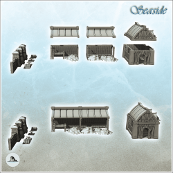 Set de forge médiévale avec fours, hangar à minerais et bâtiment (21)
