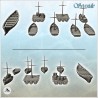 Set de bateaux médiévaux en bois avec barques et radeaux (4)