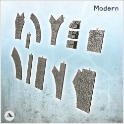 Set modulaire de routes en pierre avec barils et caisses (1)