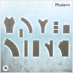 Set modulaire de routes en pierre avec barils et caisses (1)