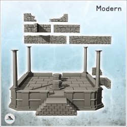 Set de murs modulaire avec autel en ruine à colonnes (2)