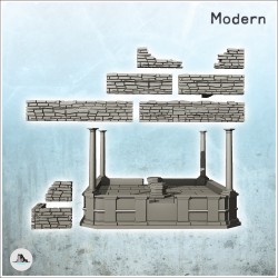 Modular wall set with ruined altar with columns (2)