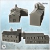 Set de trois maisons européennes en crépis et pierre à étages (6)