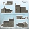 Set de trois bâtiments traditionnels européens en pierre avec ferme et étable (7)