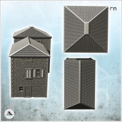 Set of two tiled roof houses with stone walls and shutters (12)